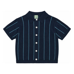 FUB - Striped Shirt Extra Thin Mesh Organic Cotton | Navy Blue