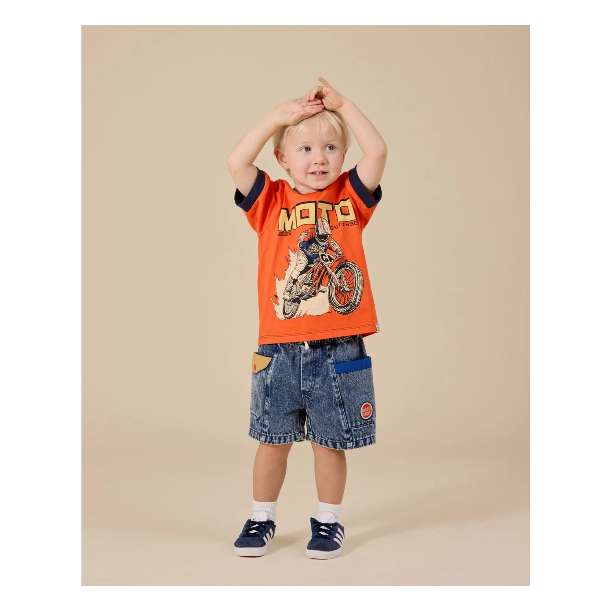Goldie + Ace - Color Block Vintage Denim Shorts | Blue