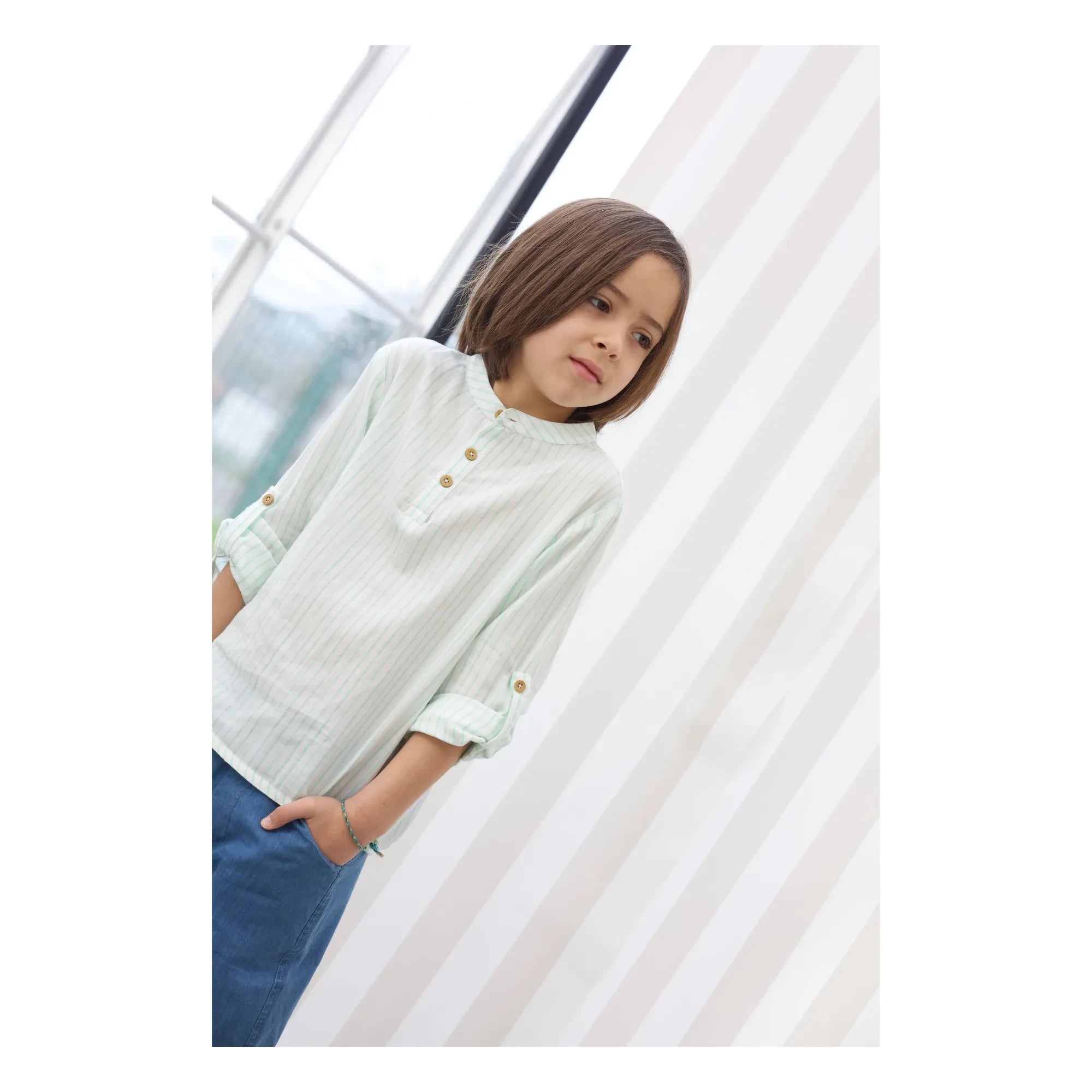 Lililotte - Côme Striped Organic Cotton Shirt | Mint Green