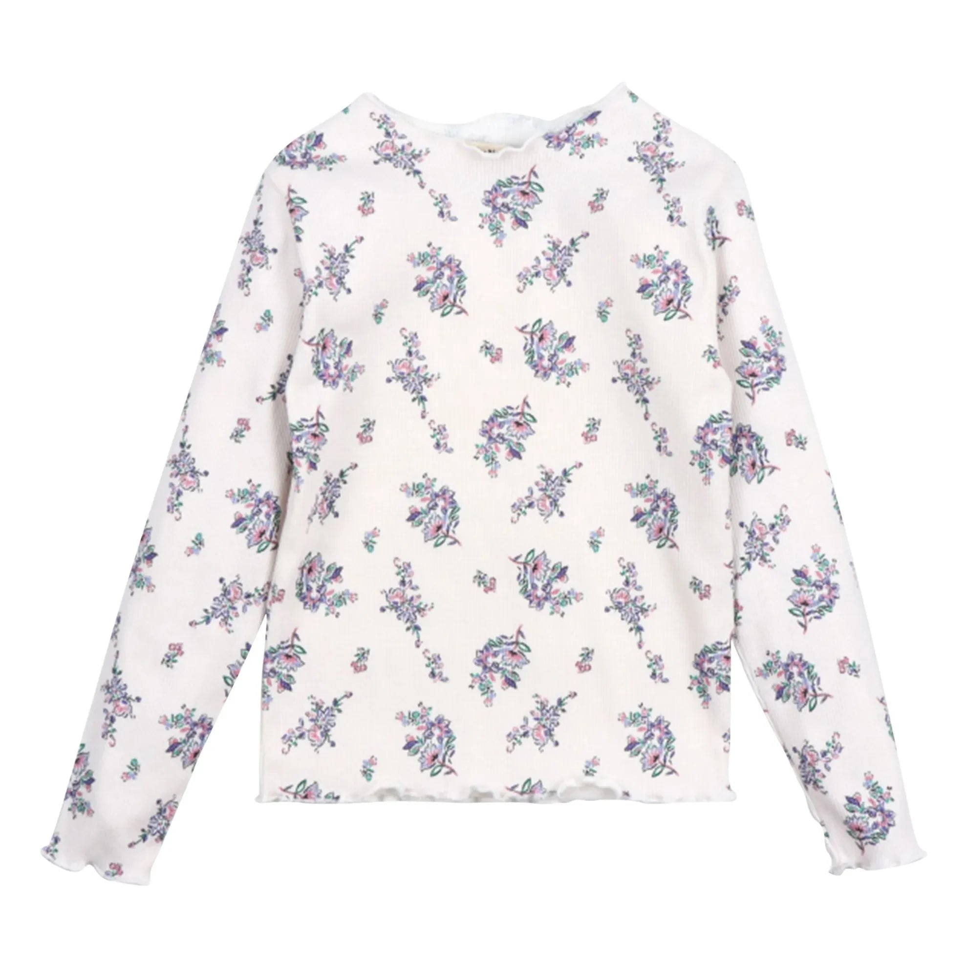 the new society - Floral Ribbed T-Shirt | Beige