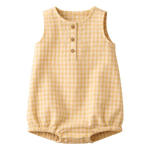 Lililotte - Arthus Check Organic Cotton Romper | Yellow