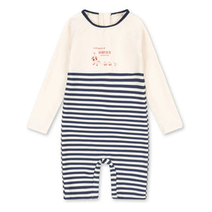 Konges Sløjd - Striped UV Protection Swimsuit Recycled Fibres | Ecru