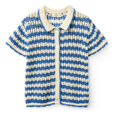 Copenhagen Colors - Organic Cotton Crochet Short Sleeve Cardigan | Azure blue
