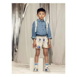 Mini Rodini - Organic Cotton Polka Dot Denim Shirt | Blue