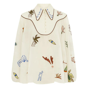 Alémais - Mina Embroidered Blouse | White
