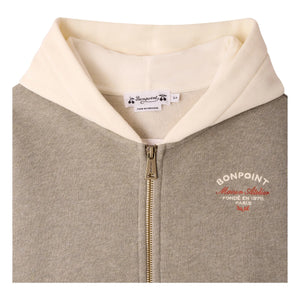 Bonpoint - Elroy Organic Cotton Chiné Hooded Zip-Up Sweatshirt | Khaki