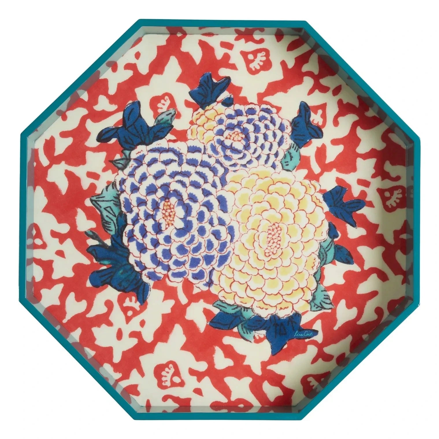 Lisa Corti - Arabesque Corolla Geranium Lake Tray | Blue