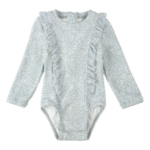 Petit Lem - Long Sleeve UV Protection Swimwear Textured Recycled Fibres | Blue