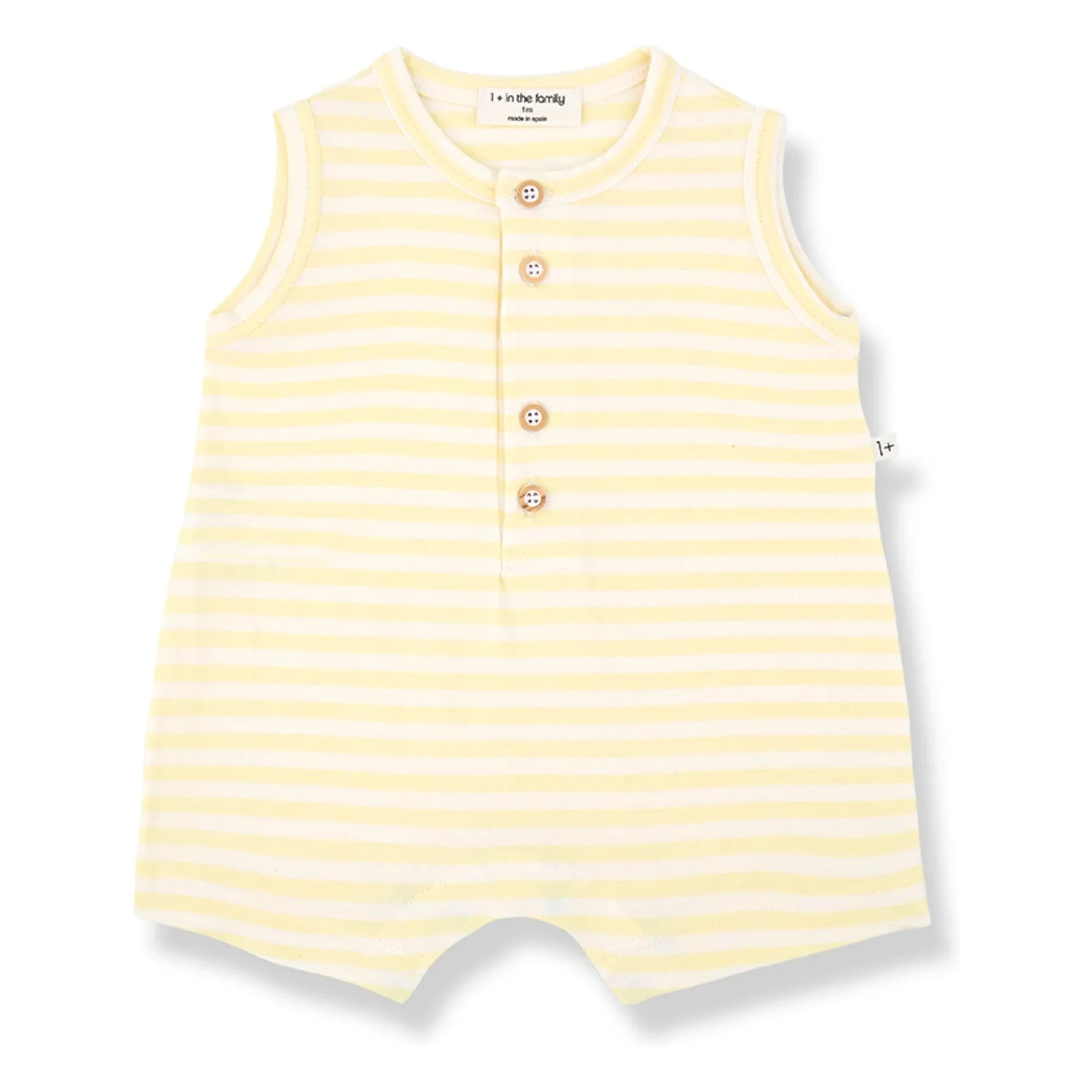 1+ in the family - Pedro Striped Romper | Light Yellow