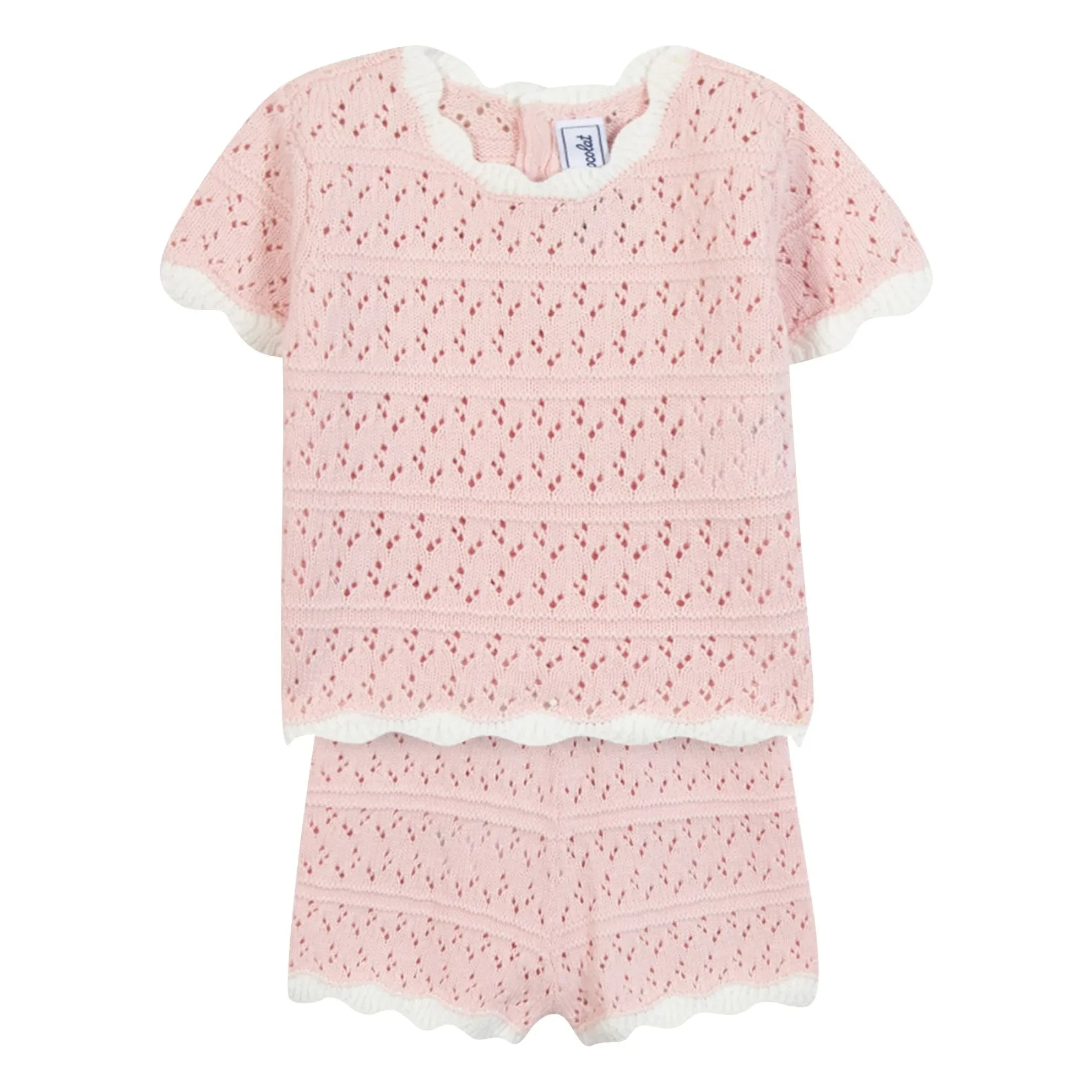 Tartine et Chocolat - Pointelle T-Shirt and Shorts Set | Light Pink