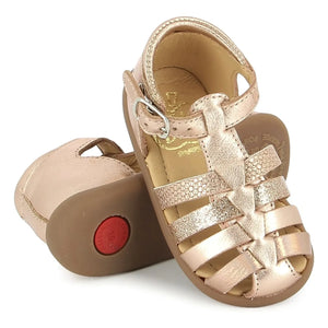 Pom d'Api - Metallic Heeled Sandals with Buckle Detail | Rose Gold
