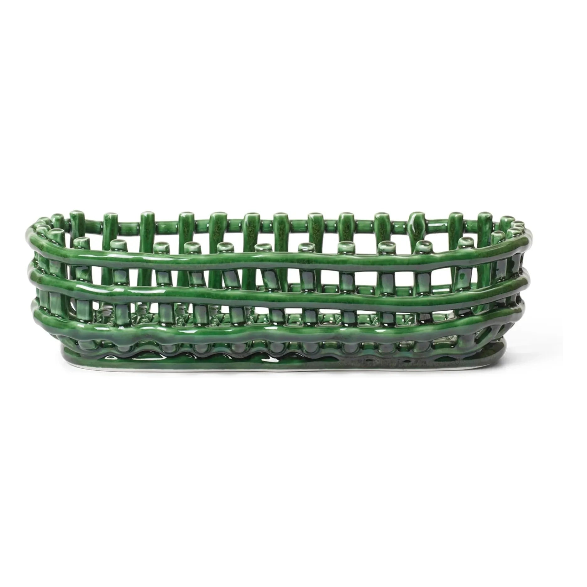 Ferm Living - Ceramic Oval Basket | Emerald Green
