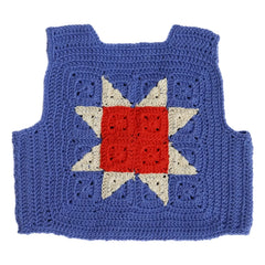 Kalinka - Sleeveless Sahara Crochet Vest | Blue