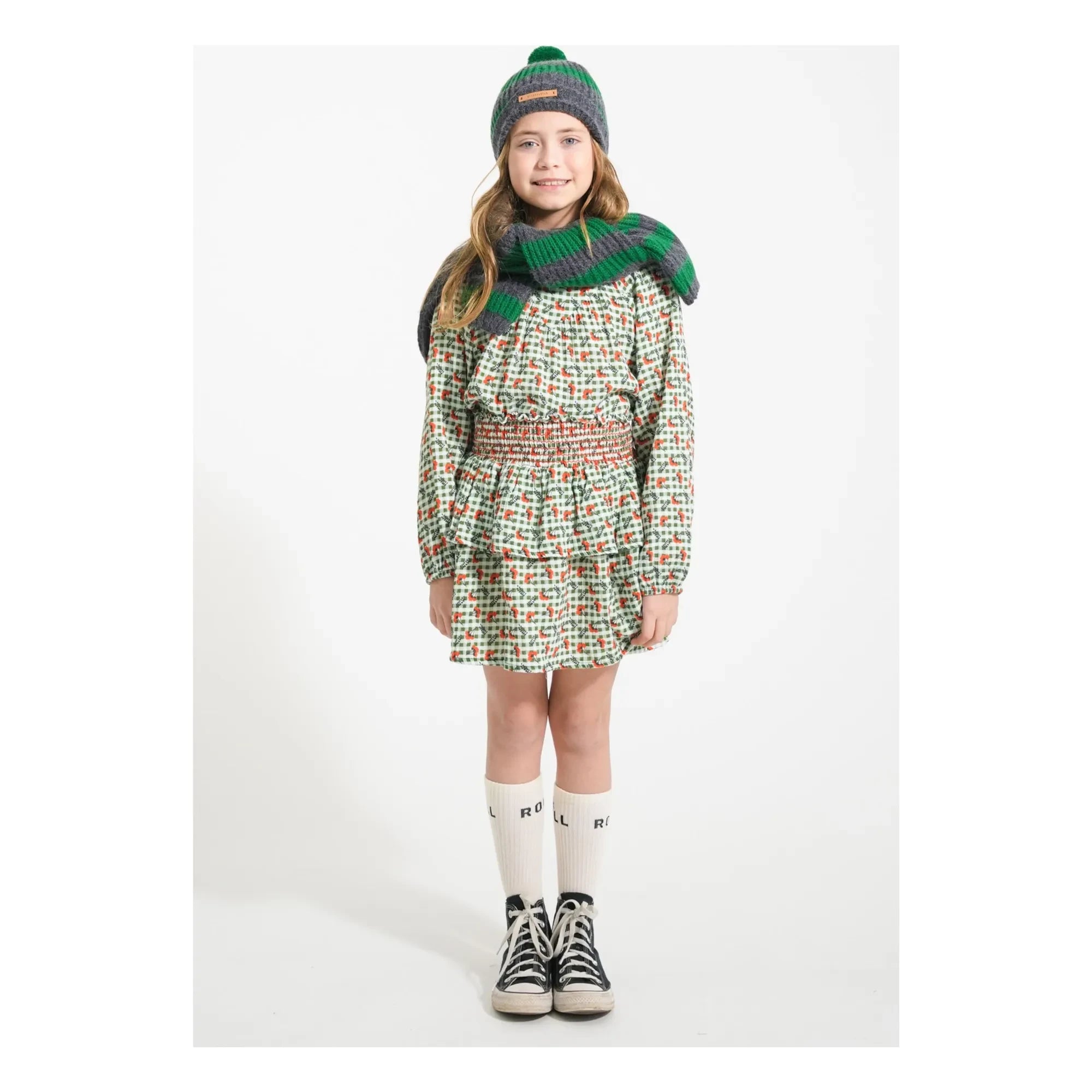Piupiuchick - Checkered Floral Blouse | Green