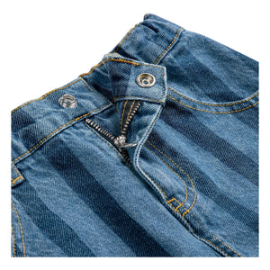 Bobo Choses - Striped Denim Skirt Made of Organic Cotton | Blue