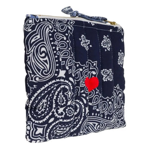 Call it by your name - Mini Zippered Pocket Quilted Heart | Navy Blue