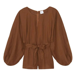 Vanessa Sposi - La Bouffante Linen Jumpsuit | Chocolate