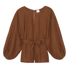 Vanessa Sposi - La Bouffante Linen Jumpsuit | Chocolate