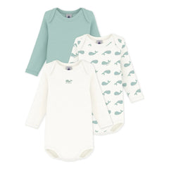 Petit Bateau - 3-piece Organic Cotton Whale Romper Set | White