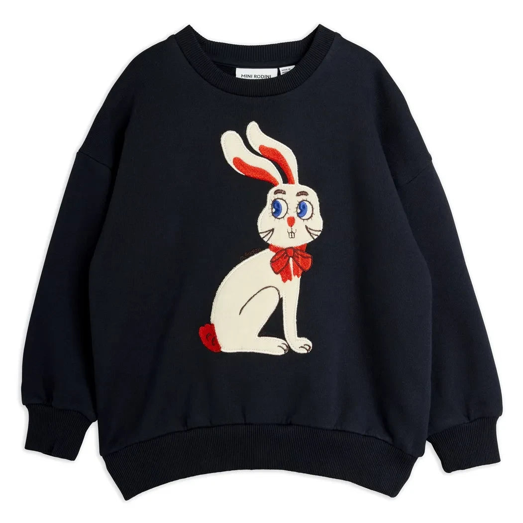 Mini Rodini - Organic cotton rabbit sweatshirt | Black