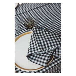 Gabrielle Paris - Gingham Yıkanmış Keten Peçete | Siyah