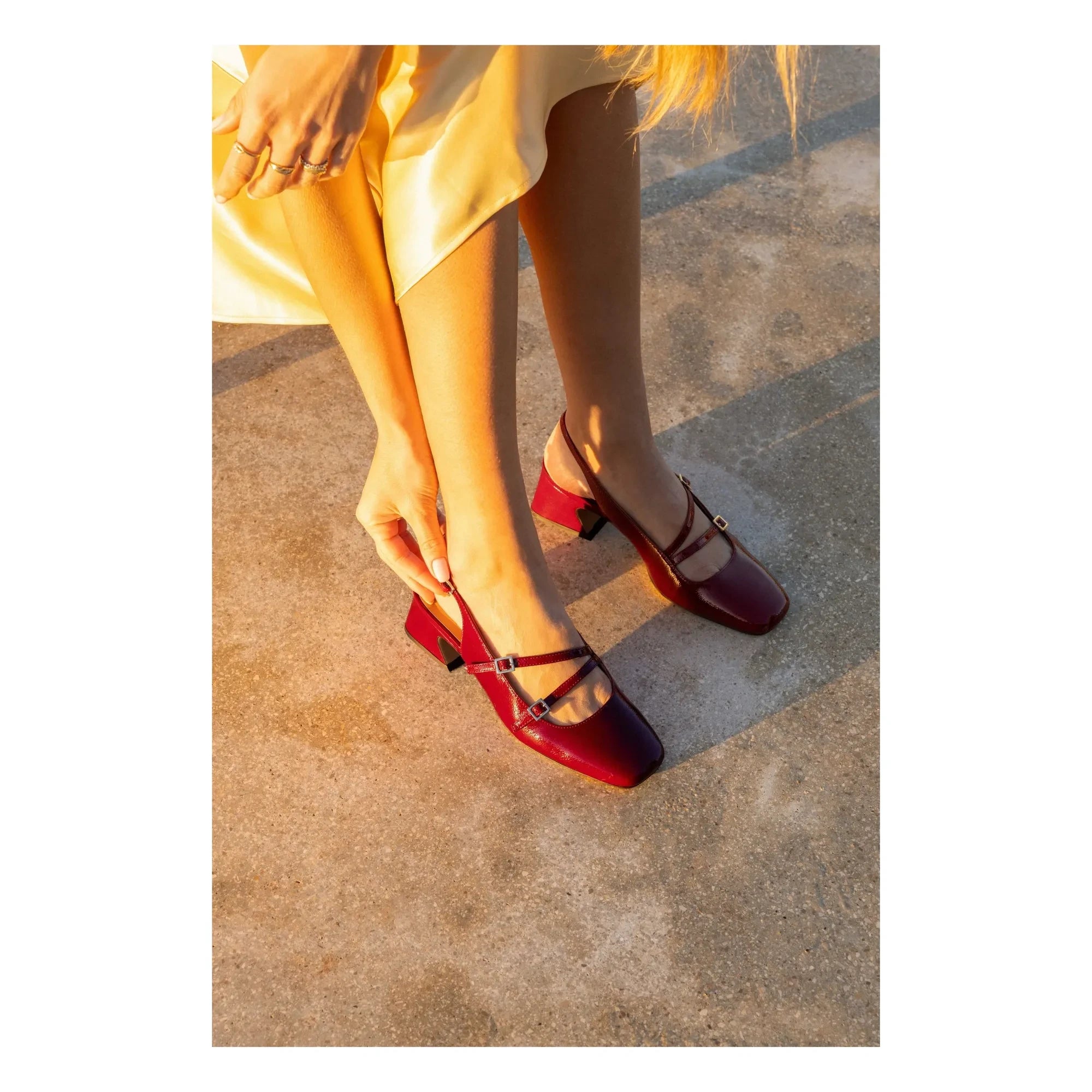 Bobbies - Becca Reddish Leather Mary Jane Shoes | Cherry Red
