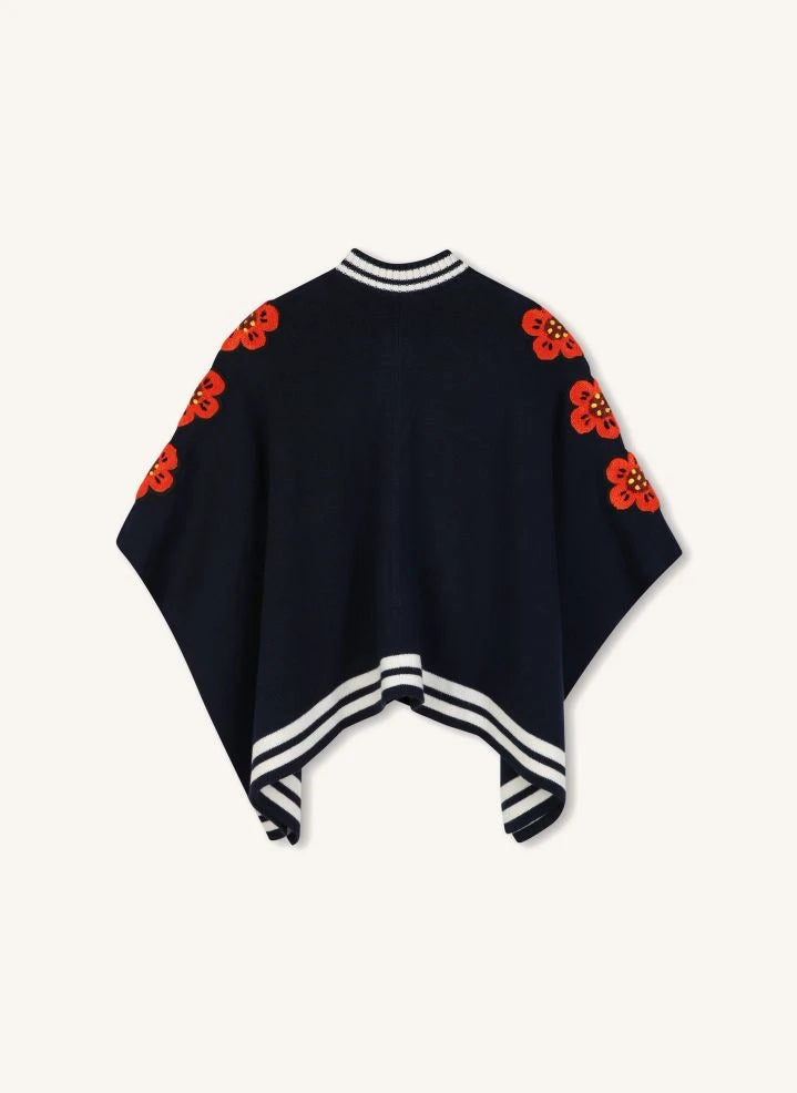 Kenzo - Floral Buttoned Cape | Night Blue