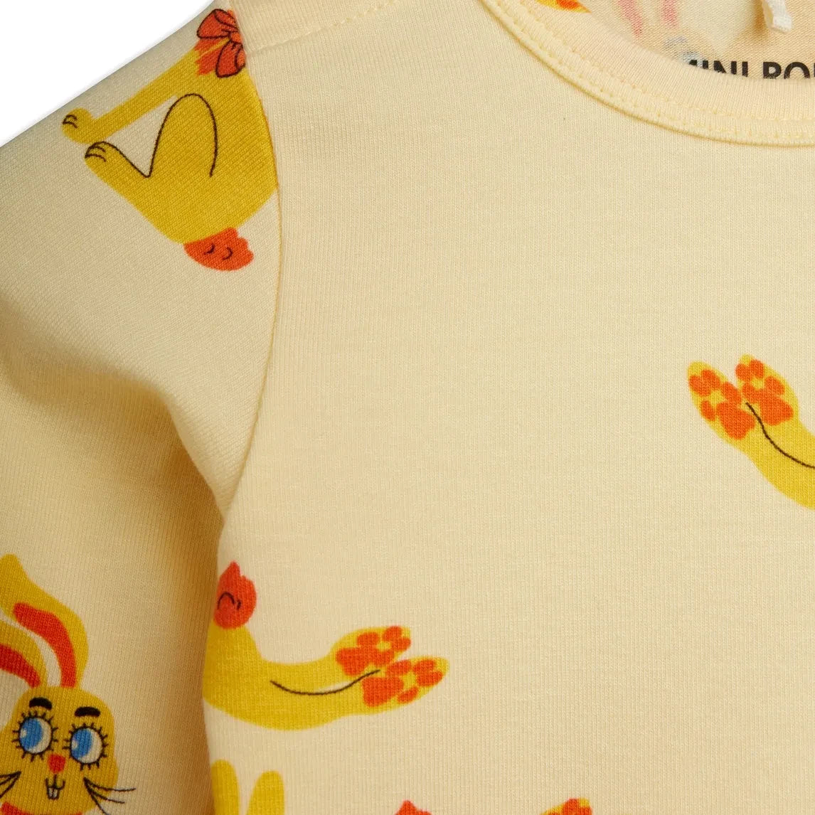 Mini Rodini - Baby Romper Bodysuit Rabbits Organic Cotton | Yellow