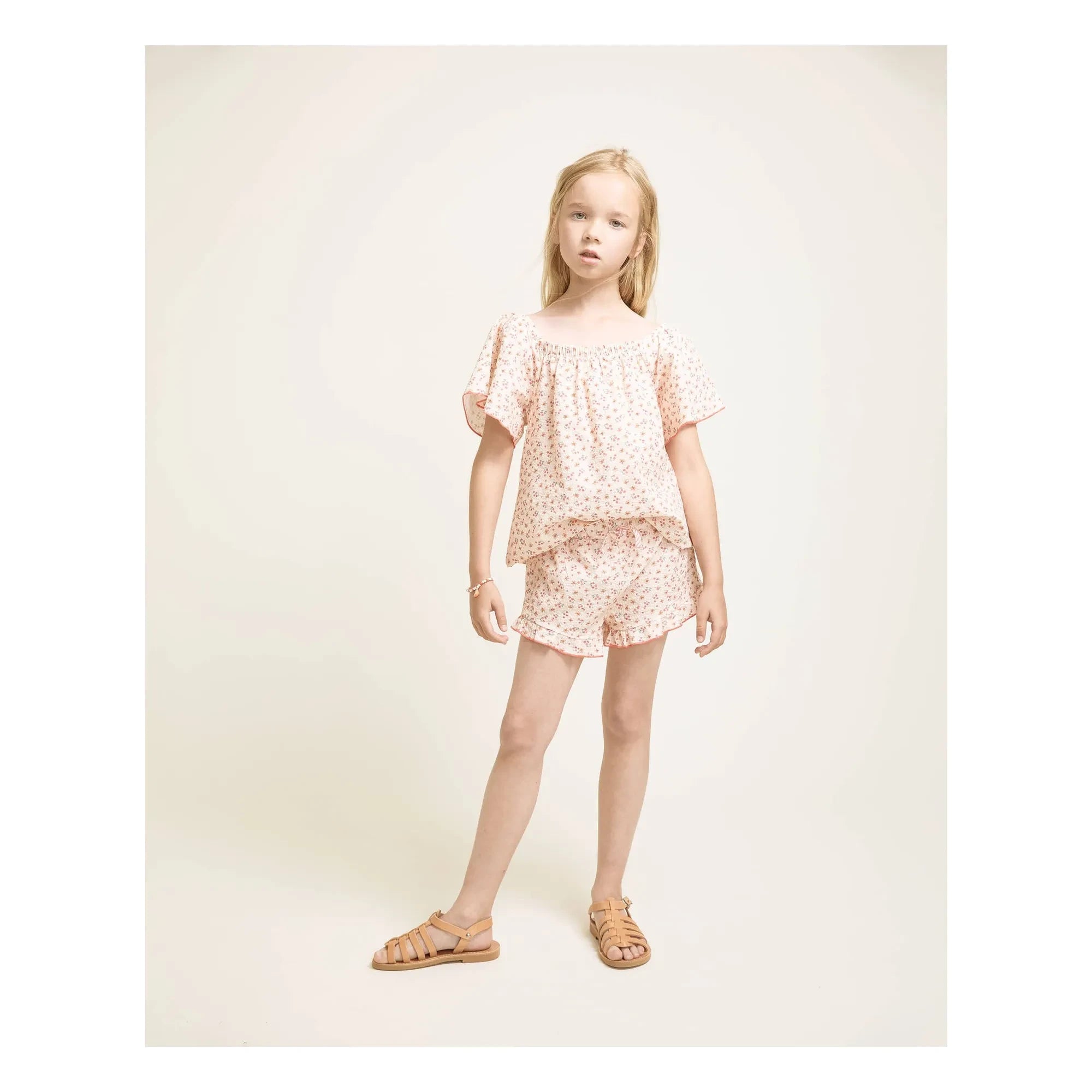 Búho - Seersucker Floral Blouse | Peach