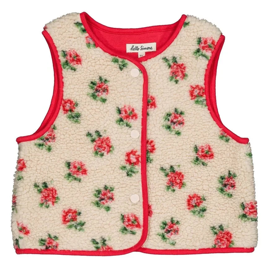 Hello Simone - Mira Fleurs Sherpa-style Sleeveless Jacket | Cream