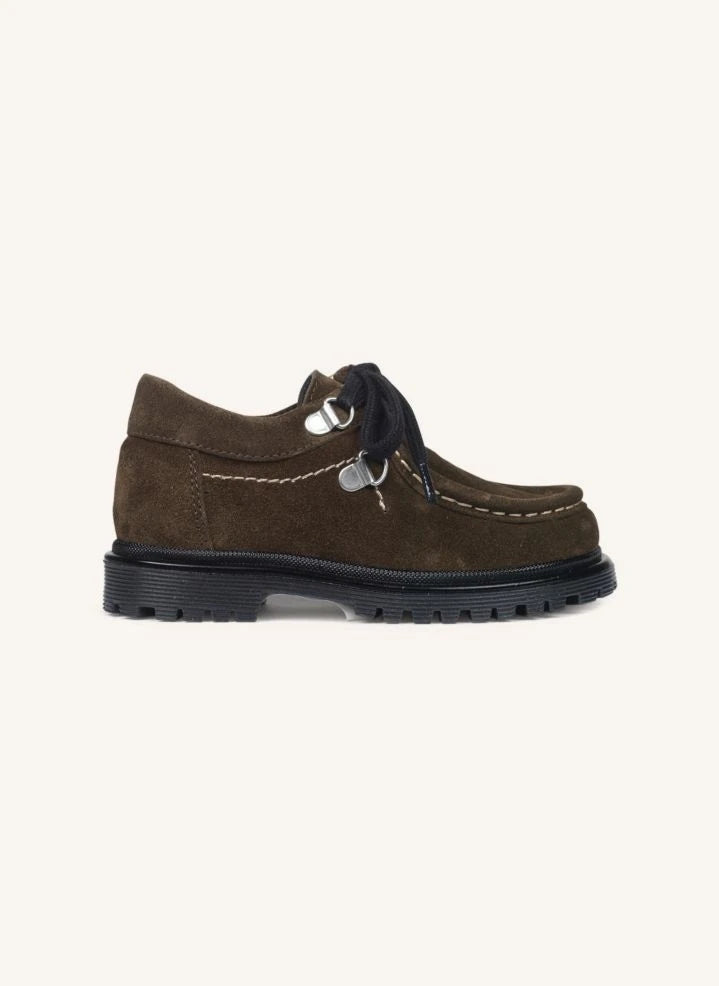 Angulus - Suede Lace-Up Loafers | Khaki