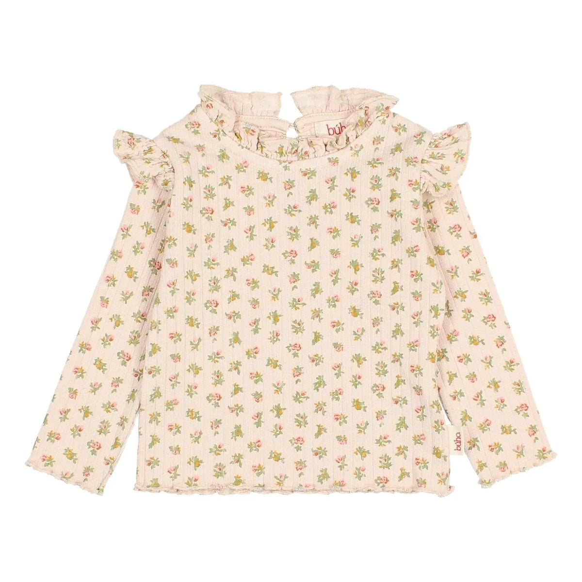 Búho - Floral Cottage Ruffled Ribbed T-Shirt | Light Pink