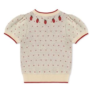 Fliink - Bolette Strawberry Short Sleeve Sweater | Ecru