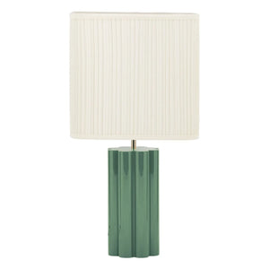 The Socialite Family - Gioia Lake Wooden and Pleated Cotton Table Lamp - EU Version (220 V) | Almond Green