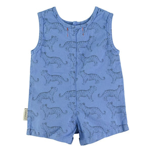 Piupiuchick - Tiger Organic Cotton Romper | Blue