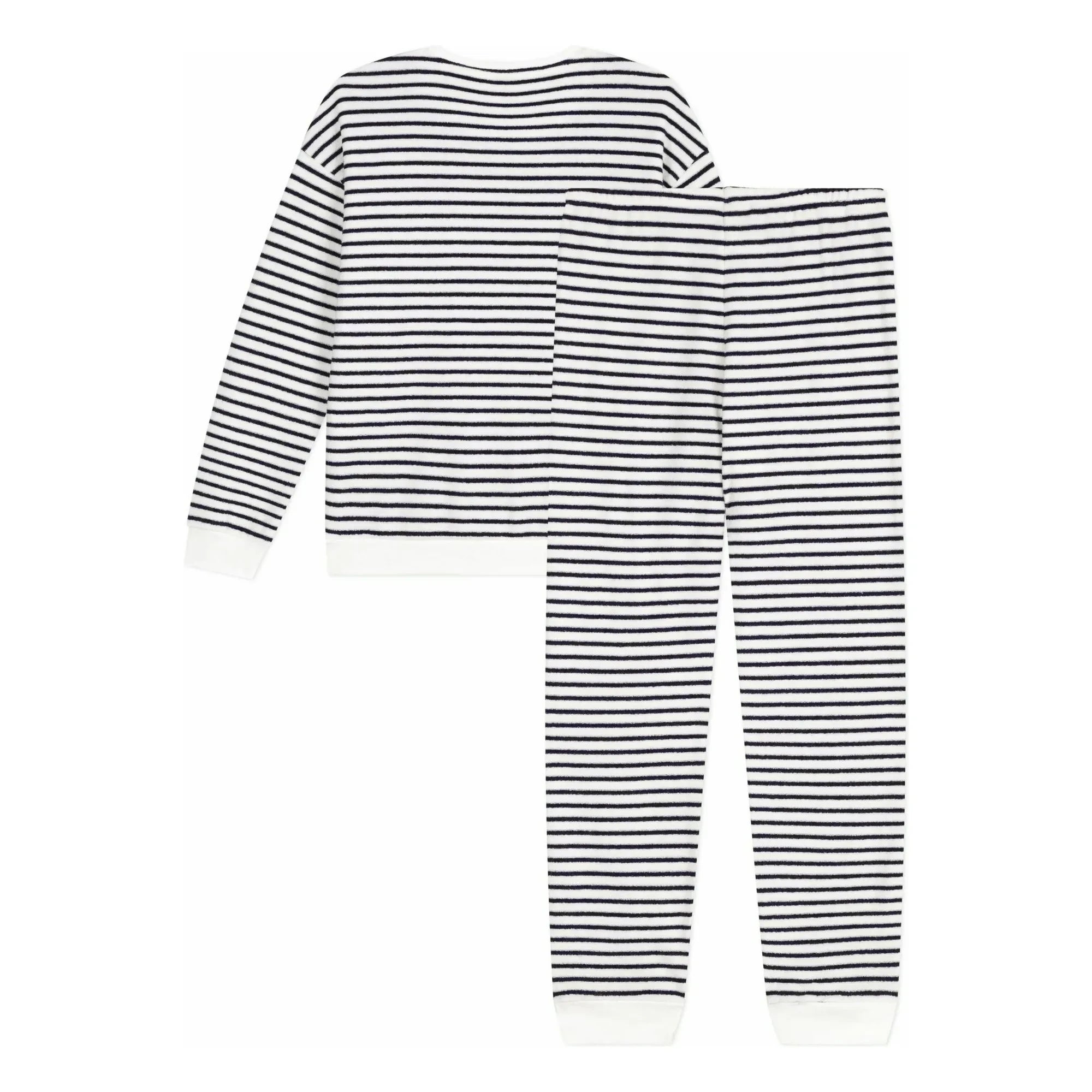 Petit Bateau - Striped Towel Pajamas | Ecru