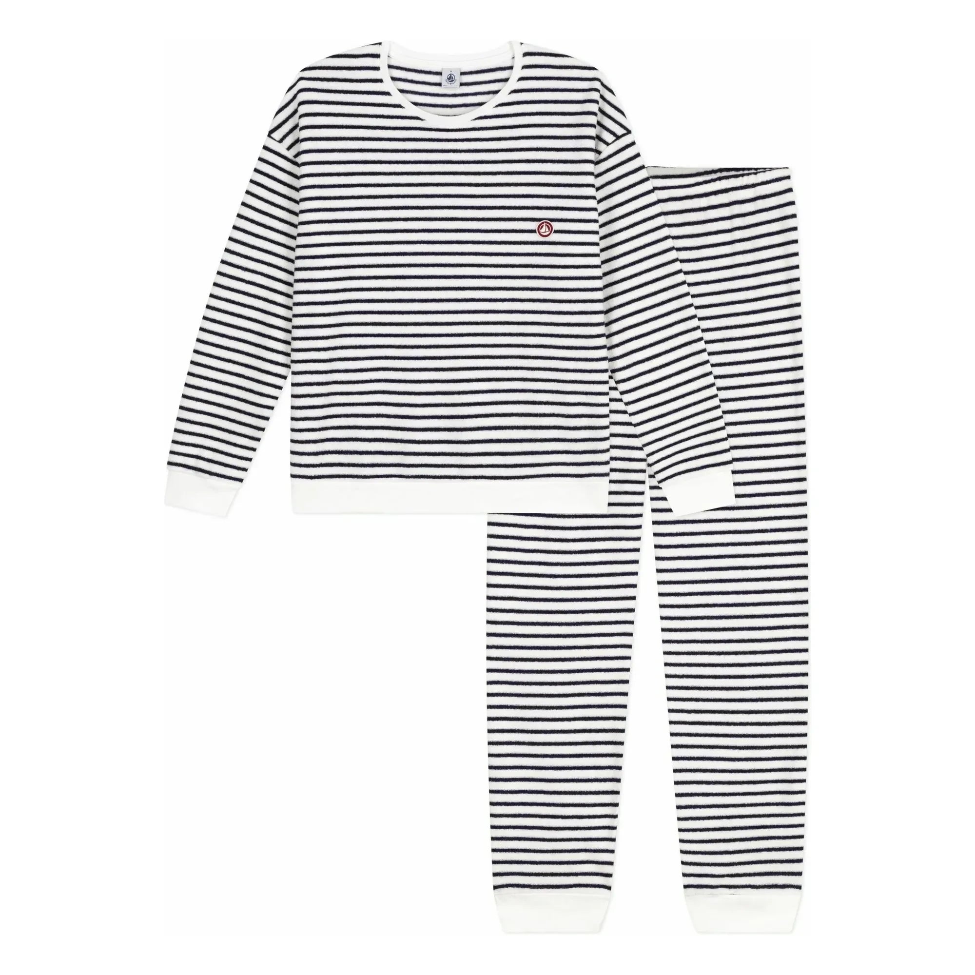 Petit Bateau - Striped Towel Pajamas | Ecru