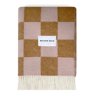 Maison Deux - Damier Wool Blanket | Terracotta