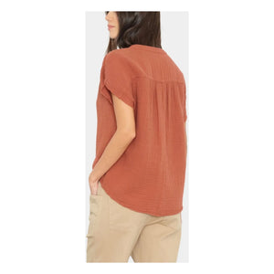 Xirena - Kane Cotton Blouse | Rust Red