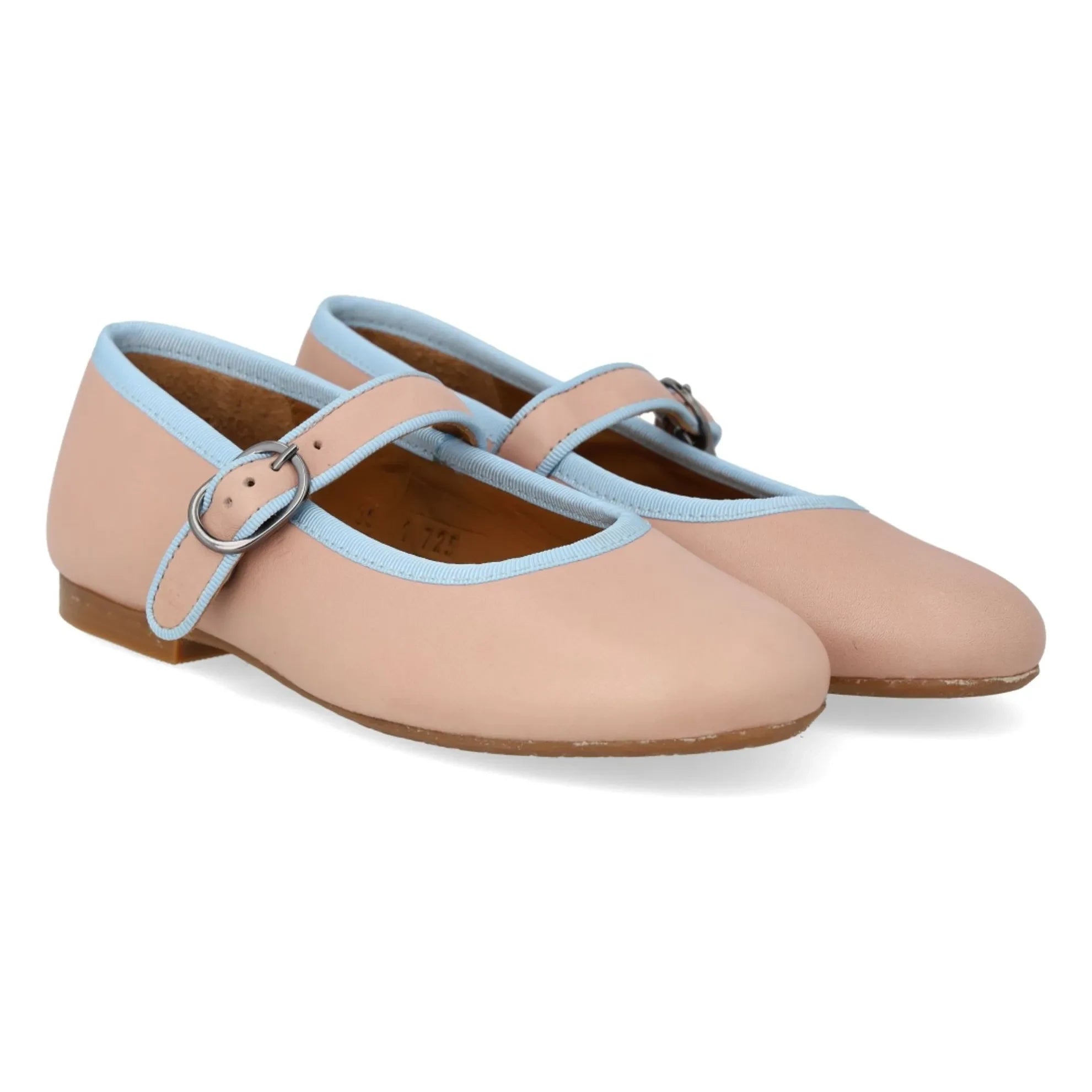 Angulus - Mary Jane Flats with Contrast Stripes | Light Pink