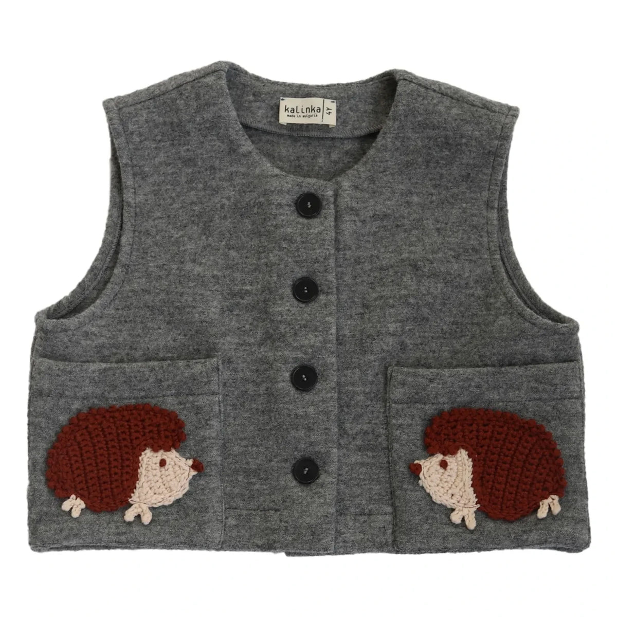 Kalinka - Hedgehog Felt Wool Sleeveless Vest | Gray