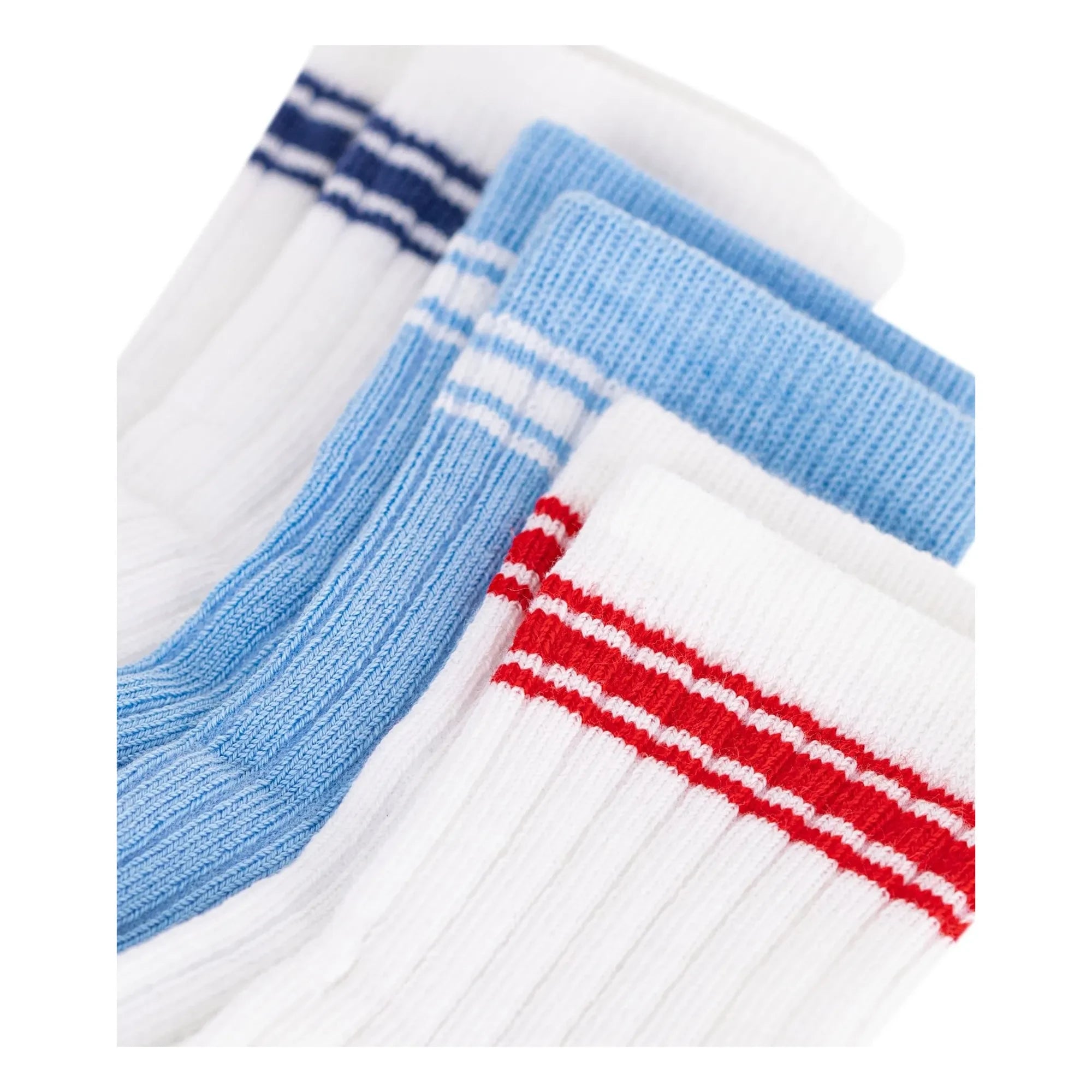Petit Bateau - 3 Pairs of Ribbed Sports Socks Set | White