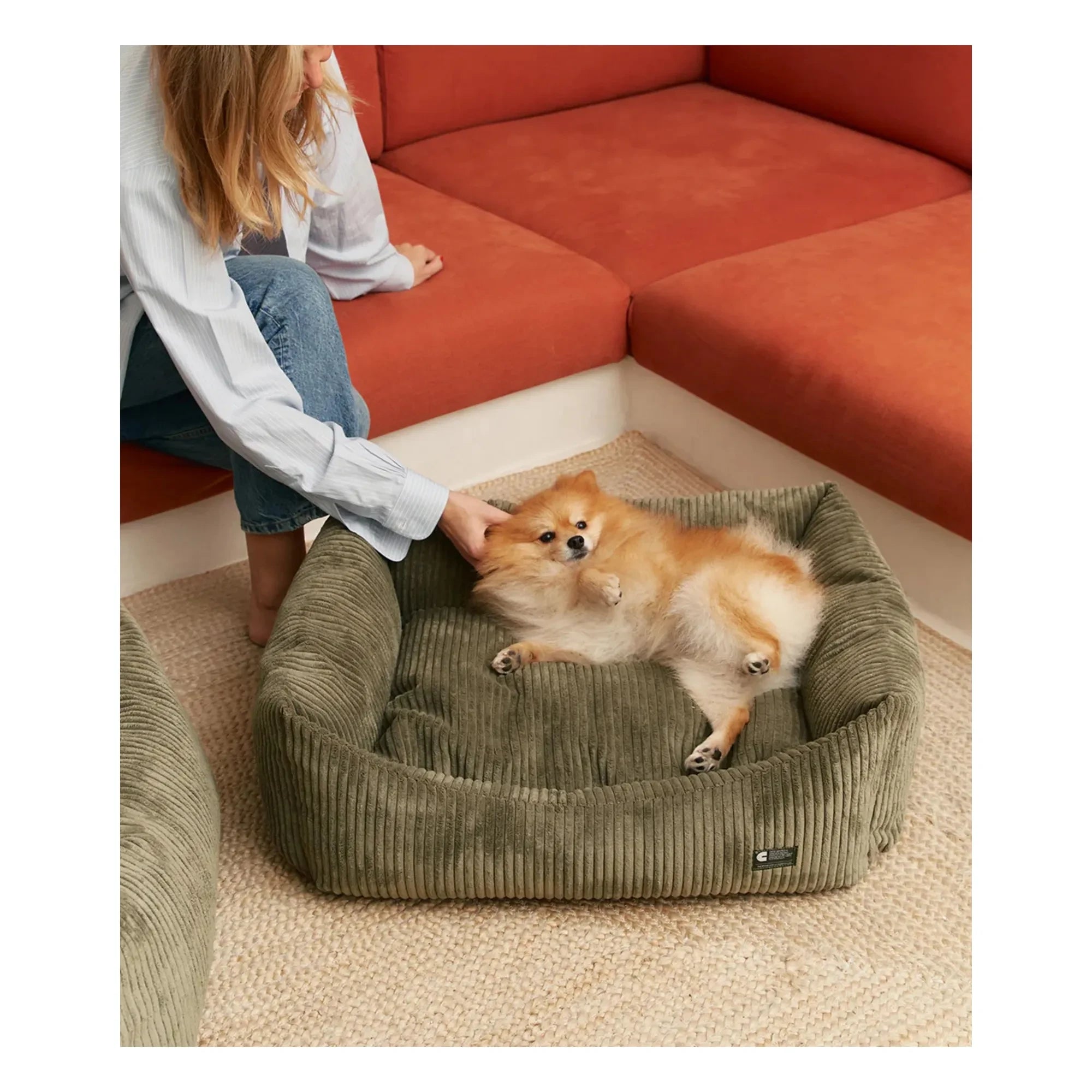 Cafide - Snozy Velvet Dog Bed | Green