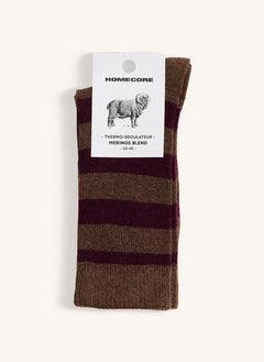 Homecore - Striped Merino Socks | Dark Brown
