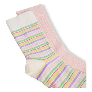 Molo - 2 Double Striped Nomi Socks Set | Light Pink