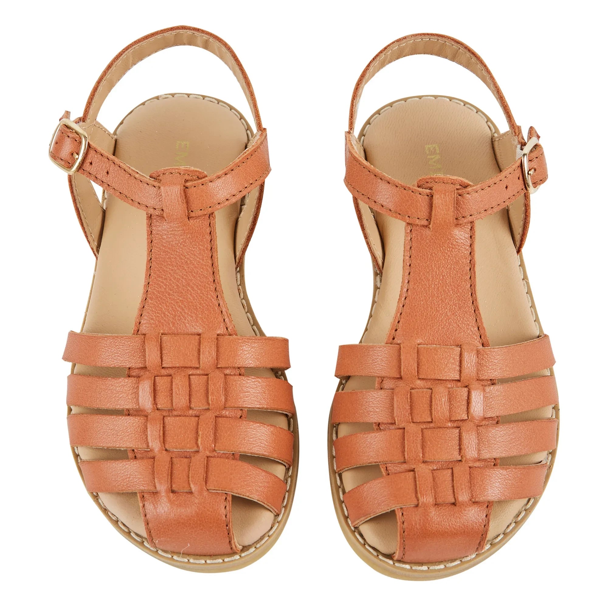 Emile et Ida - Leather cross-strap sandals | Camel