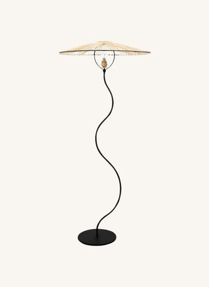Honoré - Kaa Metal and Raffia Floor Lamp | Black