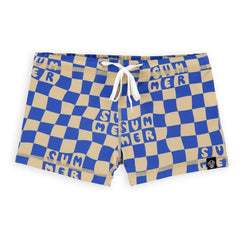Beach & Bandits - Blue Checkered Summer UV Protective Swim Shorts | Recycled Fibers