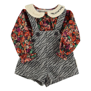Piupiuchick - Zebra Short Overalls | Gray