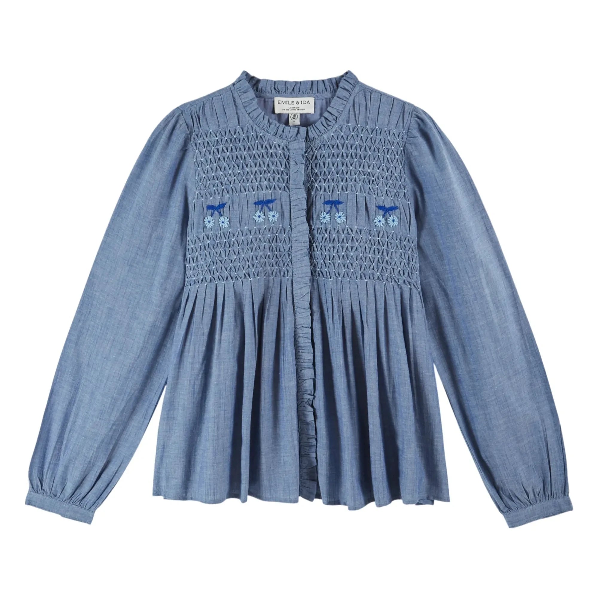 Emile et Ida - Blue Chambray Cotton Blouse | Blue